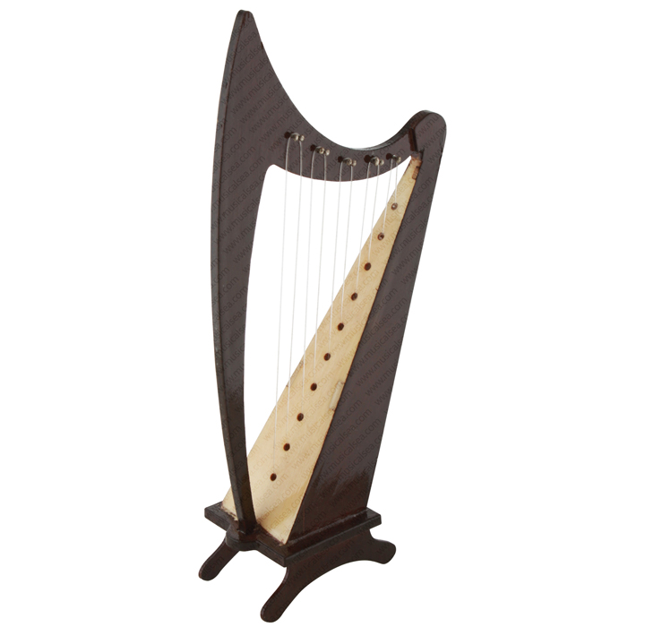 Miniature Brown Harp Musical Instrument Replica Gift